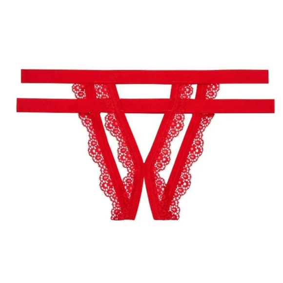 M Victoria’s Secret Very Sexy Strappy Crotchless Cheekini Rare Retired Style - Picture 4 of 10